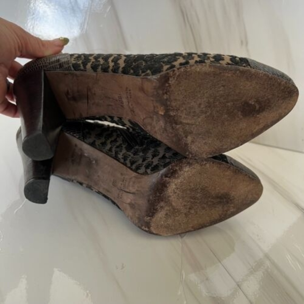 Anthropologie Tibi Italian Leather Ankle Heels Boots Brown Nude 9 Embroidered - Picture 14 of 16